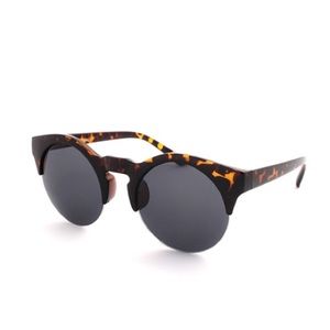 POP Eyewear Unisex Half Frame Dark Lens Tint Round Sunglasses